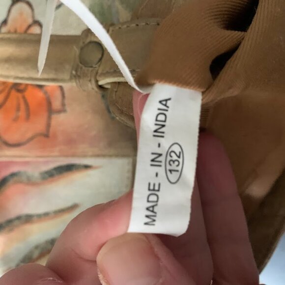 Great American Leather Works Hand-Painted Floral/Animal print Handbag - Picture 7 of 13